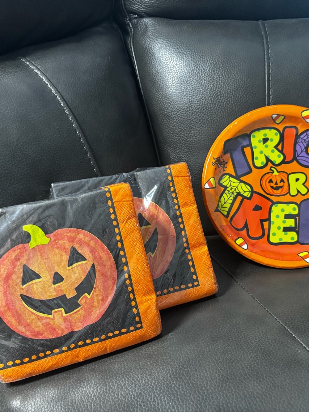 Halloween Pumpkin Napkins and Treat Plates - Orange